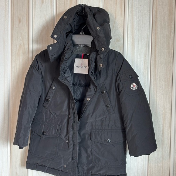 Moncler Black Kids Jacket with Fur Trim - Picture 4 of 6